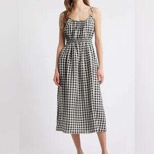 Doen Black and White Gingham Checkered Summer Dress